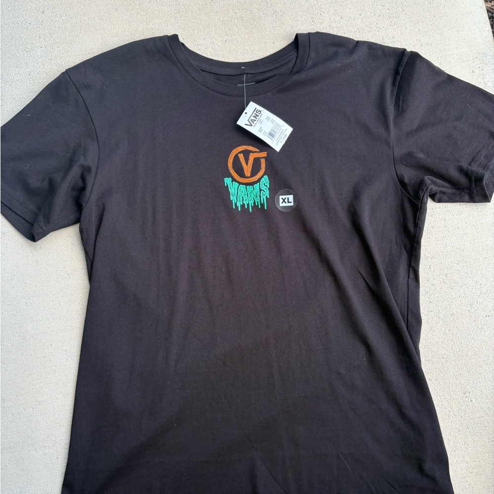 Vans Black T-Shirt with Orange and Green Logo XL Halloween exclusive